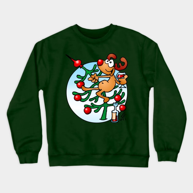 Reindeer in a Christmas tree Crewneck Sweatshirt by Cardvibes